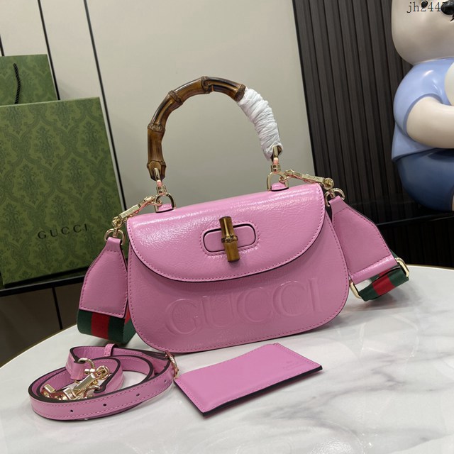 Gucci專櫃古馳最新款Bamboo 1947系列小號竹節手提包 jh2447型號：675797