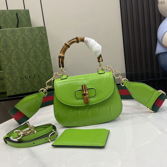 Gucci專櫃古馳最新款Bamboo 1947系列迷你竹節手提包肩背女包 jh2448型號：786482