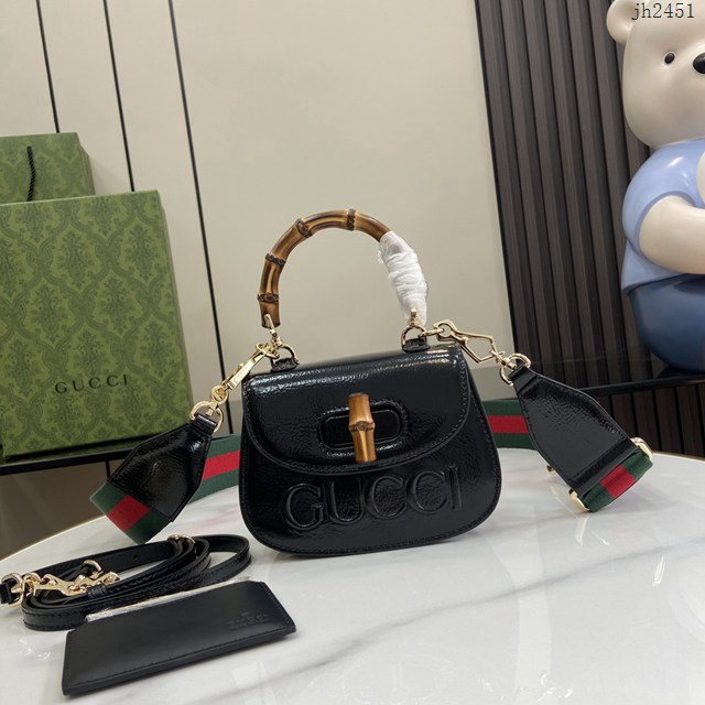 Gucci專櫃古馳最新款Bamboo 1947系列迷你竹節手提包肩背女包 jh2451型號：786482
