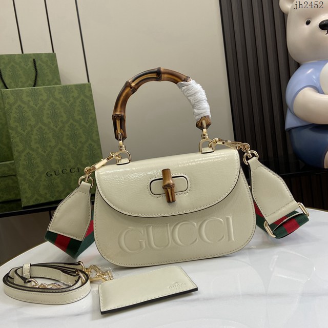 Gucci專櫃古馳最新款Bamboo 1947系列小號竹節手提包 jh2452型號：675797