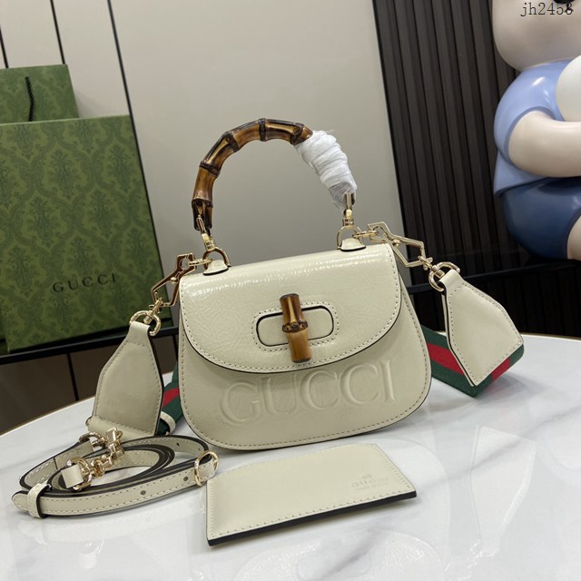 Gucci專櫃古馳最新款Bamboo 1947系列迷你竹節手提包肩背女包 jh2453型號：786482