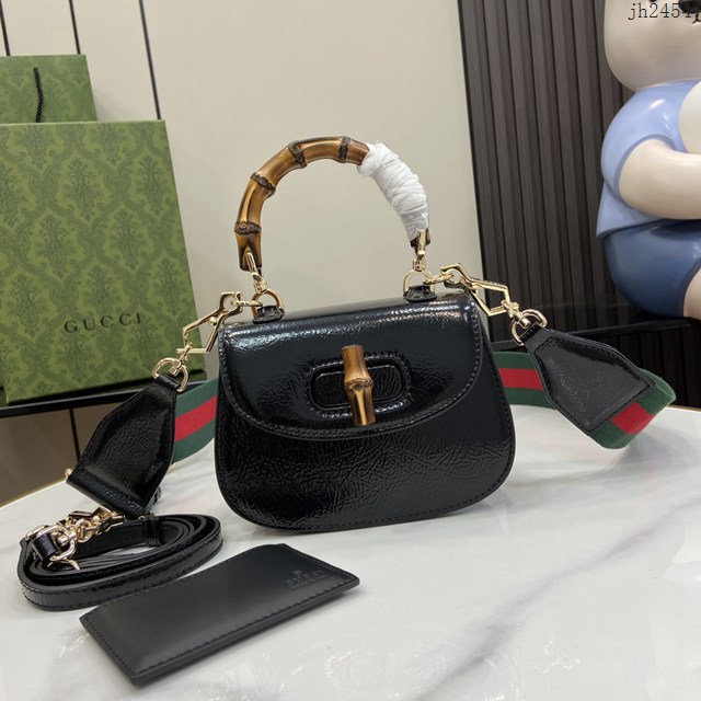 Gucci專櫃古馳最新款Bamboo 1947系列迷你竹節手提包肩背女包 jh2454型號：786482
