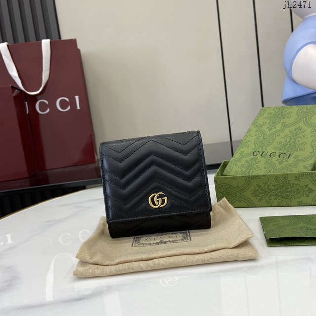 Gucci專櫃古馳最新款三折短錢包女士錢夾 jh2471型號：598629