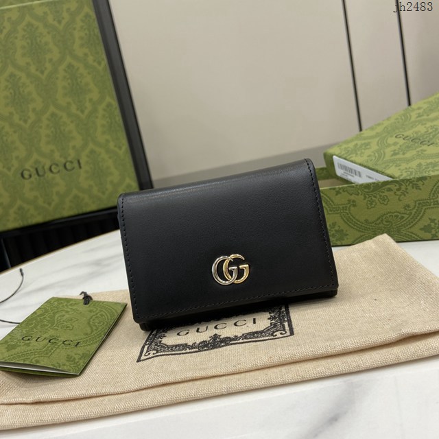 Gucci專櫃古馳最新款Marmont系列卡片夾短夾錢包卡包 jh2483型號：790067