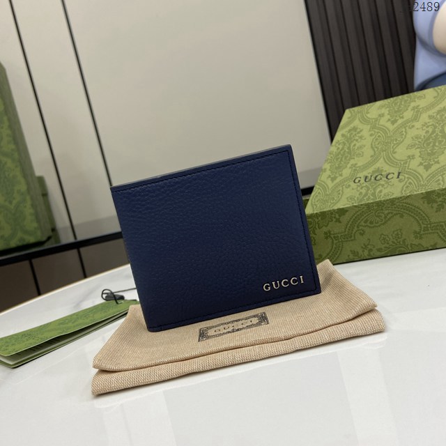 Gucci專櫃古馳最新款Gucci標識雙折錢包男士短夾錢包 jh2489型號：771153