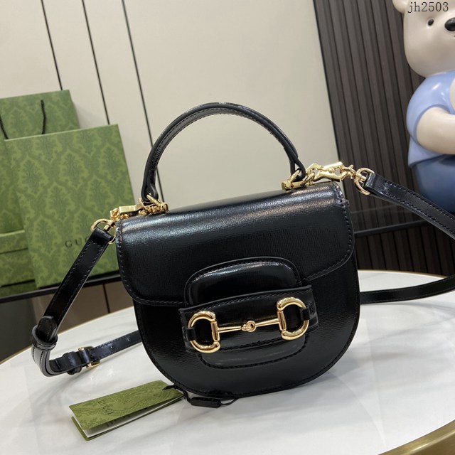 Gucci專櫃古馳最新款Horsebit 1955系列迷你手提包單肩斜挎女包 jh2503型號：781387