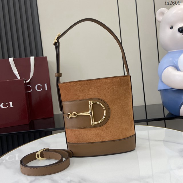 Gucci專櫃古馳2025春夏系列最新款檔案桶包手提單肩斜挎女包 jh2609型號：833665