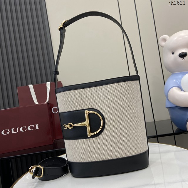 Gucci專櫃古馳2025春夏系列最新款水桶包手提單肩斜挎女包 jh2621型號：833660