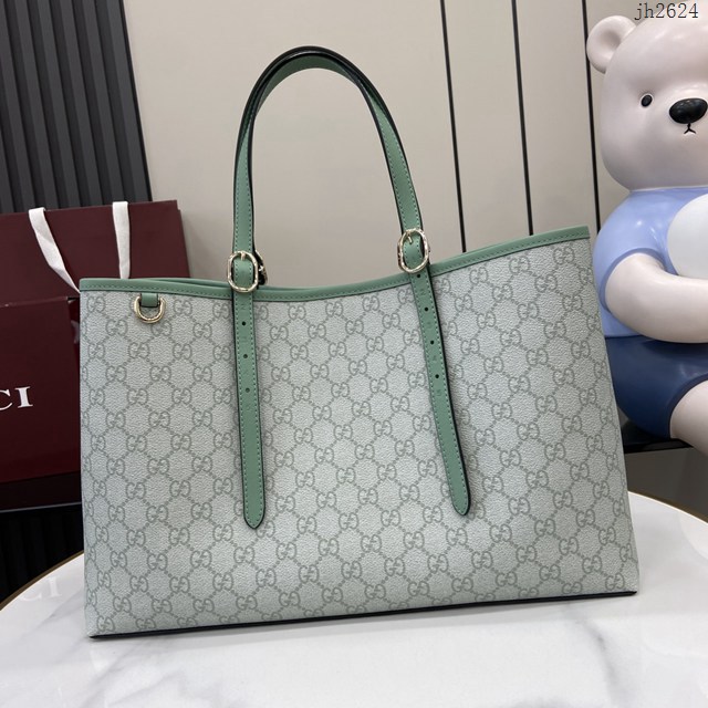 Gucci專櫃古馳最新款購物袋GG圖案條紋織大號肩背包 jh2624型號：815213