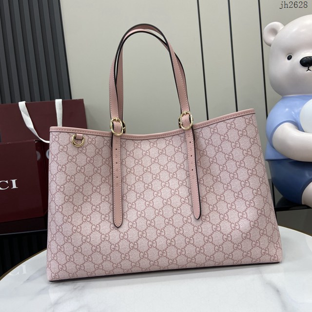 Gucci專櫃古馳最新款購物袋GG圖案條紋織大號肩背包 jh2628型號：815213