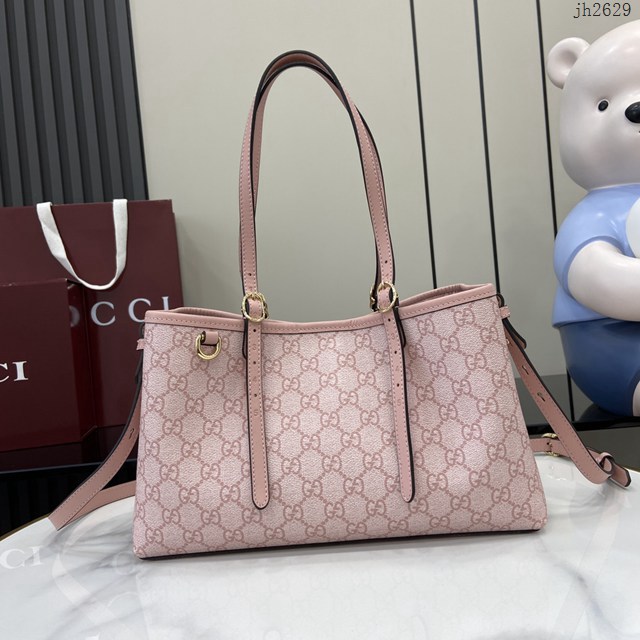 Gucci專櫃古馳最新款購物袋GG圖案條紋織大號肩背包 jh2629型號：815214