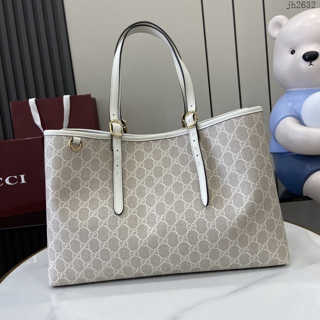 Gucci專櫃古馳最新款購物袋GG圖案條紋織大號肩背包 jh2632型號：815213