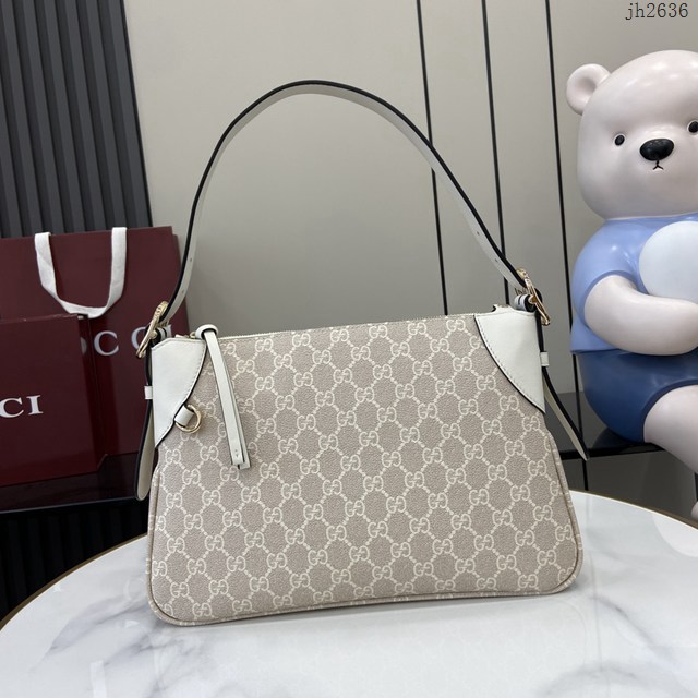 Gucci專櫃古馳最新款購物袋GG圖案條紋織大號肩背包 jh2636型號：815216