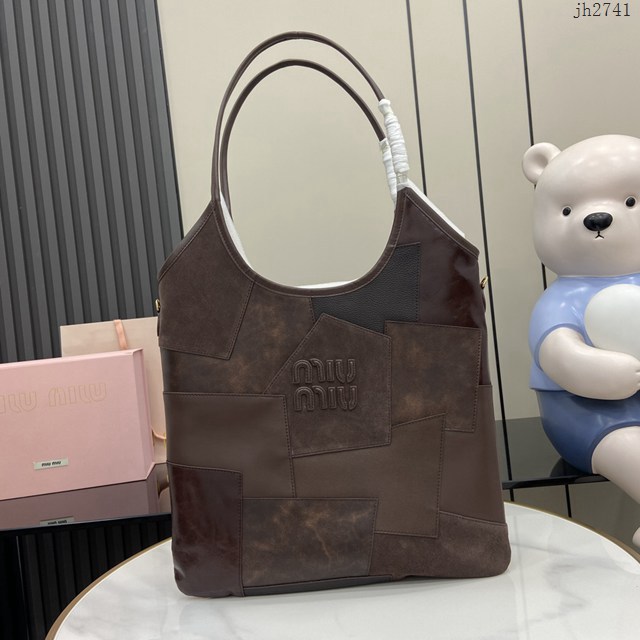 MIU MIU專櫃繆繆最新款hobo托特拼貼腋下包 jh2741型號：5BG231