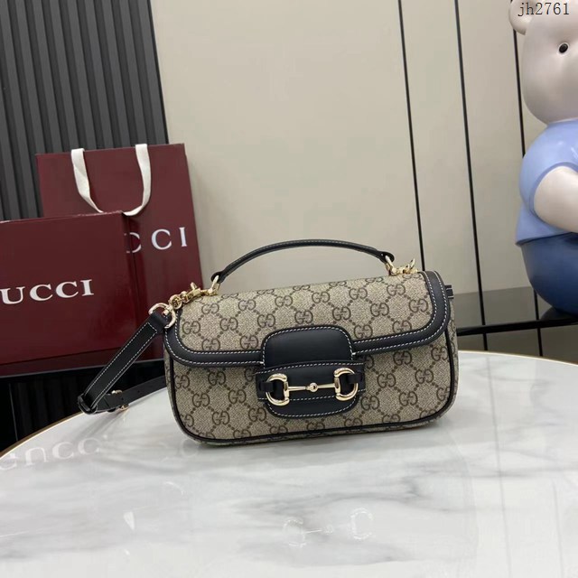 Gucci專櫃古馳最新款Horsebit 1955系列小號手提單肩斜挎女包 jh2761型號：815206