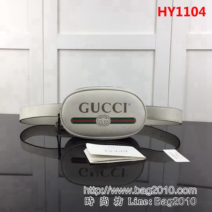 GUCCI古馳頂級原單 新款專櫃品質 實物實拍 476434印花米白腰包 HY1104