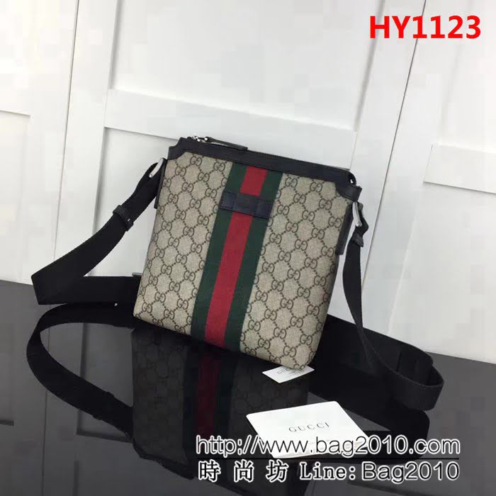 GUCCI古馳原單 新款專櫃品質原單貨實物實拍471454 啡pvc配皮男單肩斜挎包 HY1123