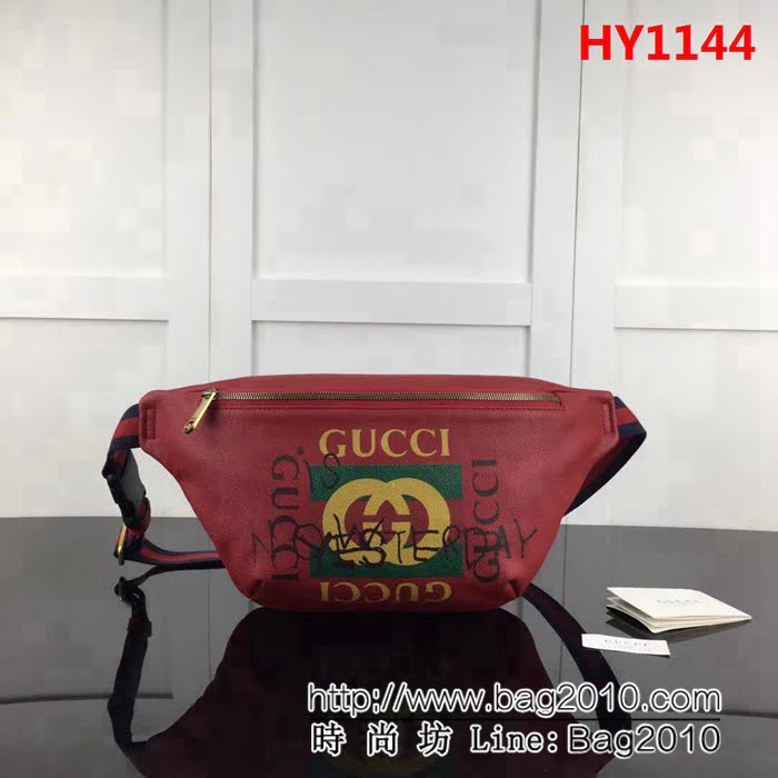 GUCCI古馳原單 新款專櫃品質原單貨實物實拍493869塗鴉 大紅腰包 HY1144