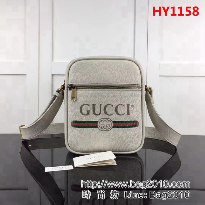 GUCCI古馳原單 新款專櫃品質原單貨實物實拍523591 米白男單肩斜挎包 HY1158