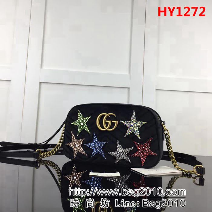 GUCCI古馳頂級原單 新款專櫃品質 實物實拍 447632天鵝絨五角星 克色單肩斜挎包 HY1272