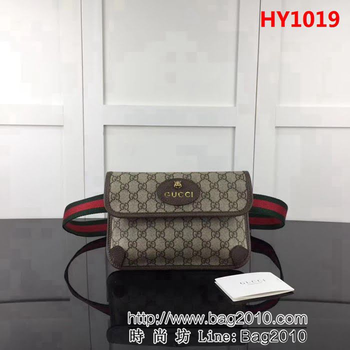 GUCCI古馳原單 新款專櫃品質原單貨實物實拍493930 啡pvc啡皮 腰包 HY1019