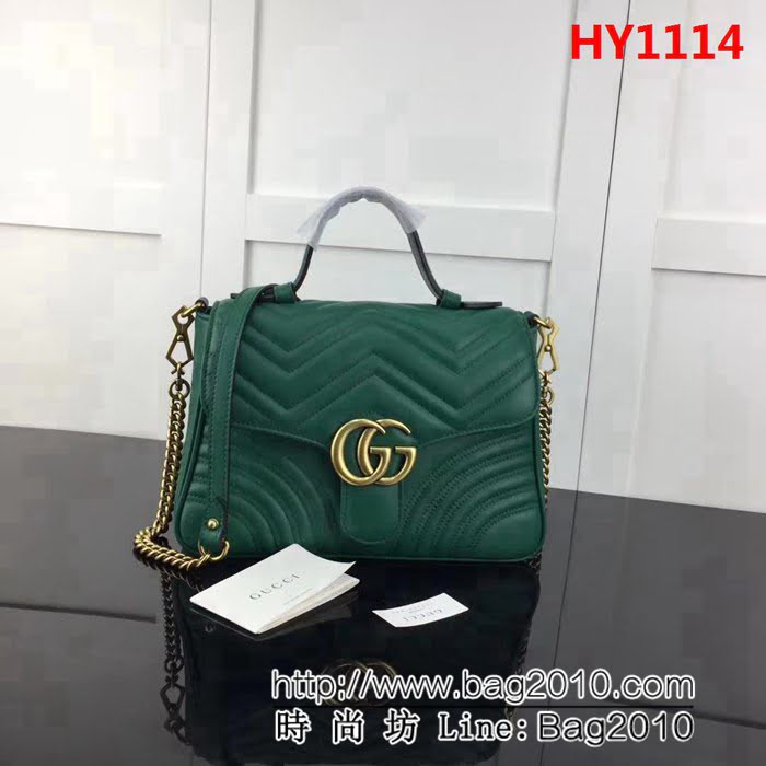 GUCCI古馳原單 新款專櫃品質高仿原單貨實物實拍498110 綠色手提單肩斜挎包 HY1114