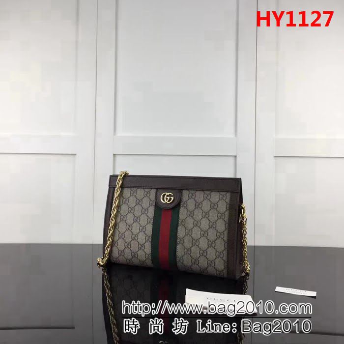 GUCCI古馳原單 新款高仿GUCCI新款專櫃品質原單貨實物實拍 503877啡pvc啡皮 HY1127