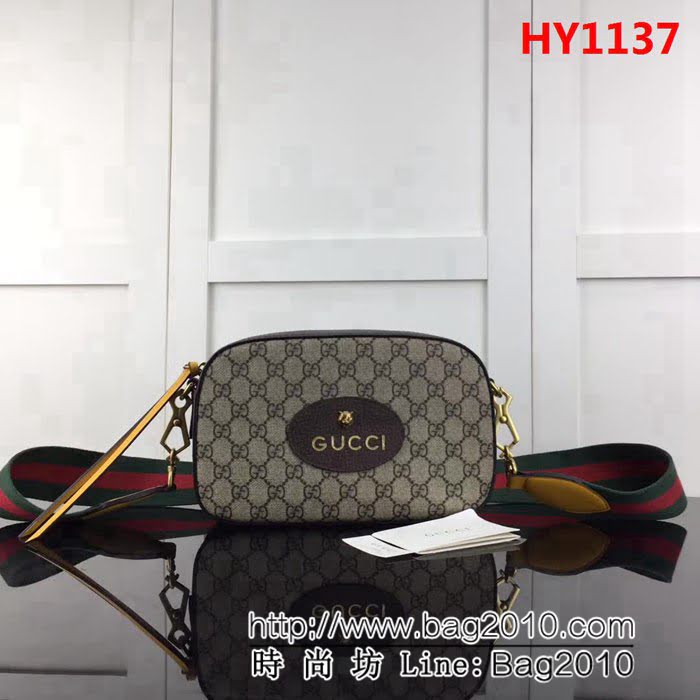 GUCCI古馳原單 新款專櫃品質原單貨實物實拍476466 啡pvc啡皮腰包 HY1137