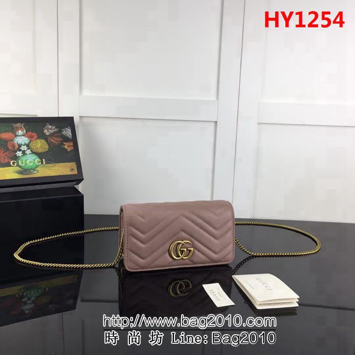 GUCCI古馳原單 新款GUCCI高仿新款專櫃品質原單貨實物實拍488426 奶茶 鏈條迷你包 HY1254