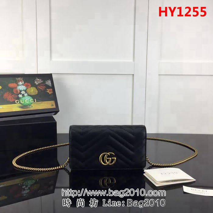 GUCCI古馳原單 新款GUCCI高仿新款專櫃品質原單貨實物實拍488426克色 鏈條迷你包 HY1255