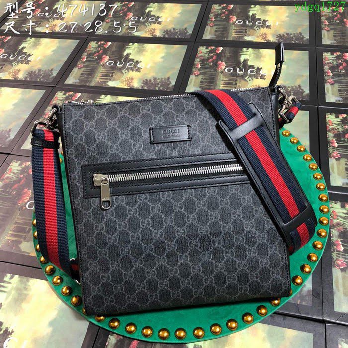 GUCCI 古馳男包 新款 474137 克pvc 中號 男士單肩包 Gucci斜挎包