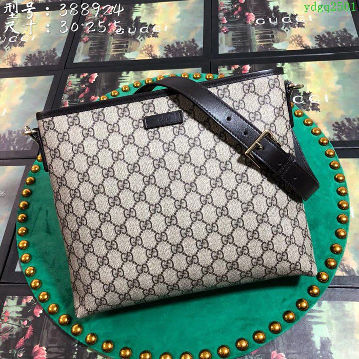 GUCCI 古馳男包 新款 388924 啡pvc 古馳斜挎單肩包