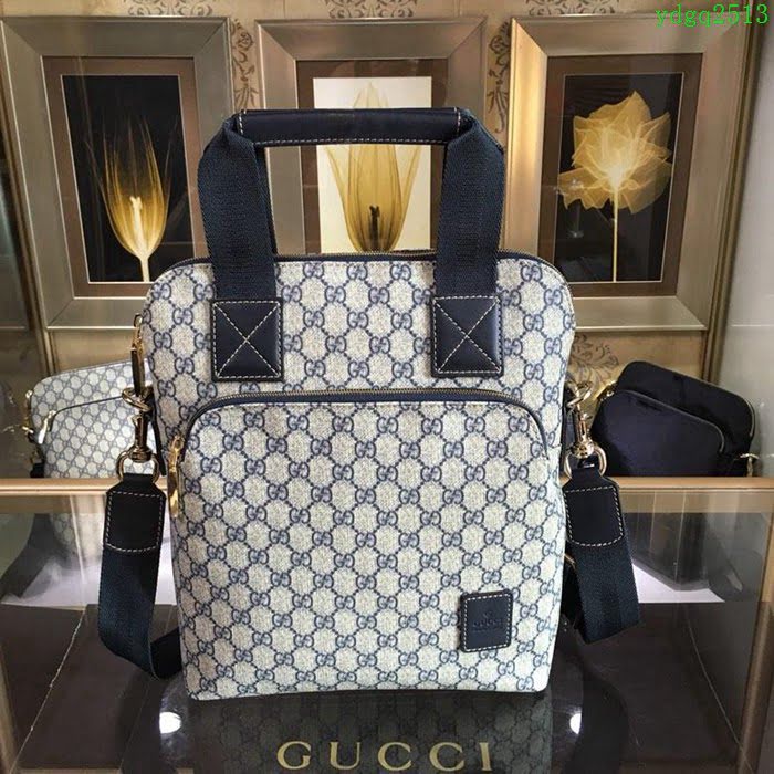 GUCCI 古馳男包 新款 854362 Gucci專用進口雙G防水料配頭層牛皮 中號 男士手提包