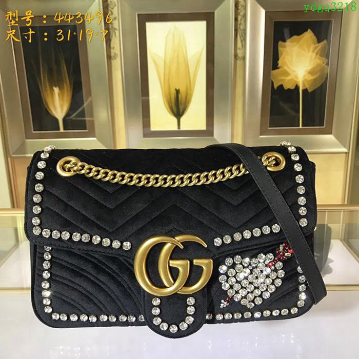 GUCCI古馳 新款女包 專櫃品質 443496 進口牛皮 原廠五金 鑽石心形 Gucci鏈條包 古馳斜挎包  ydgq3218