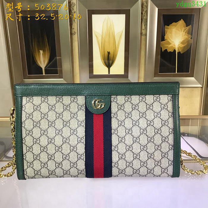 GUCCI古馳女包 新款 專櫃品質 503876 進口牛皮 鏈條肩帶 GUCCI斜跨包  ydgq3431