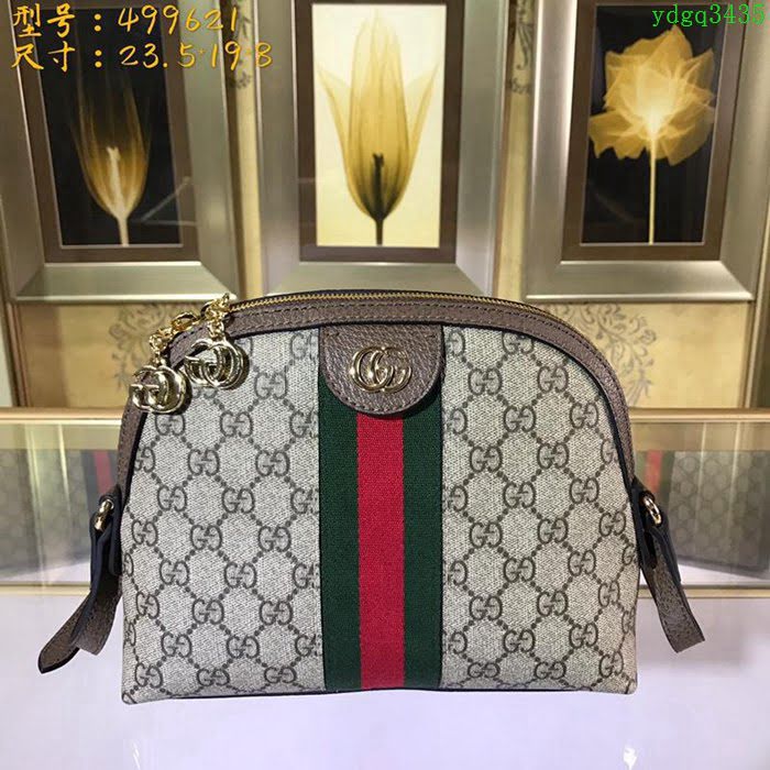 GUCCI古馳女包 新款 專櫃品質 499621 GG雙拉鏈 印花圖案 織帶 貝殼包 GUCCI斜挎包  ydgq3435