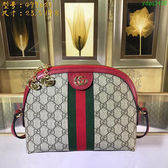 GUCCI古馳女包 新款 專櫃品質 499621 GG雙拉鏈 印花圖案 織帶 貝殼包 GUCCI斜挎包  ydgq3436