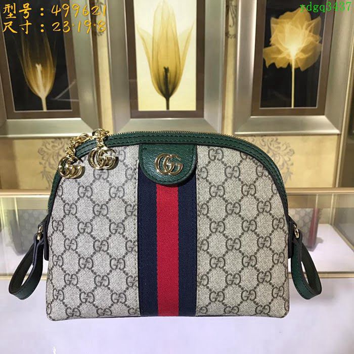 GUCCI古馳女包 新款 專櫃品質 499621 GG雙拉鏈 印花圖案 織帶 貝殼包 GUCCI斜挎包  ydgq3437