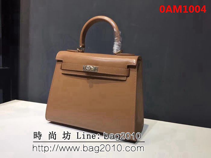 愛馬仕Hermes BOX鏡面牛皮凱莉包 時尚手提包 0AM1004