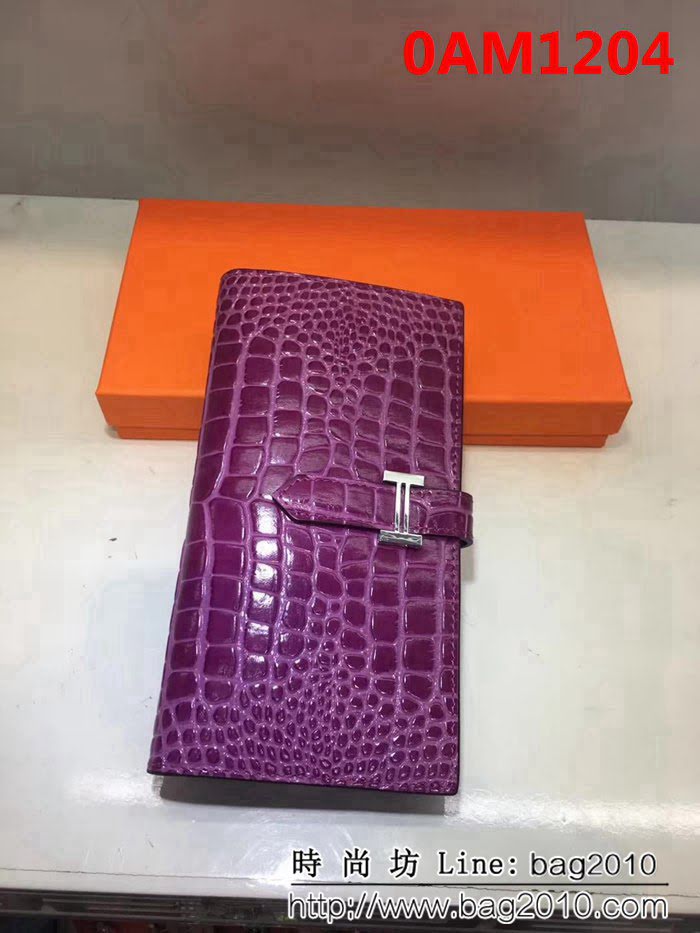 愛馬仕Hermès 鱷魚紋constance西服皮夾 0AM1204