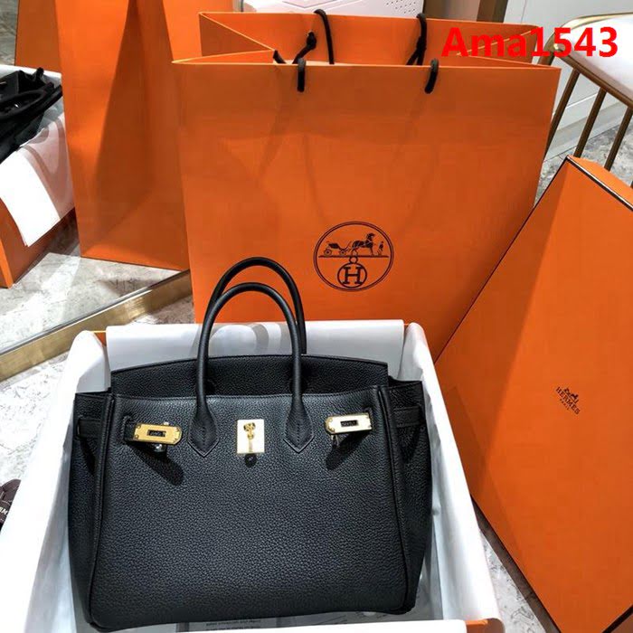 HERMES愛馬仕 鉑金包 Birkin 黑色 進口togo小牛皮 手工蠟線縫製 時尚手提肩背包  Ama1543