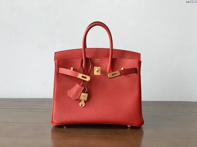 Hermesn鉑金女包 愛馬仕Birkin手提包 原廠Togo皮 大紅色 全手工  am2210