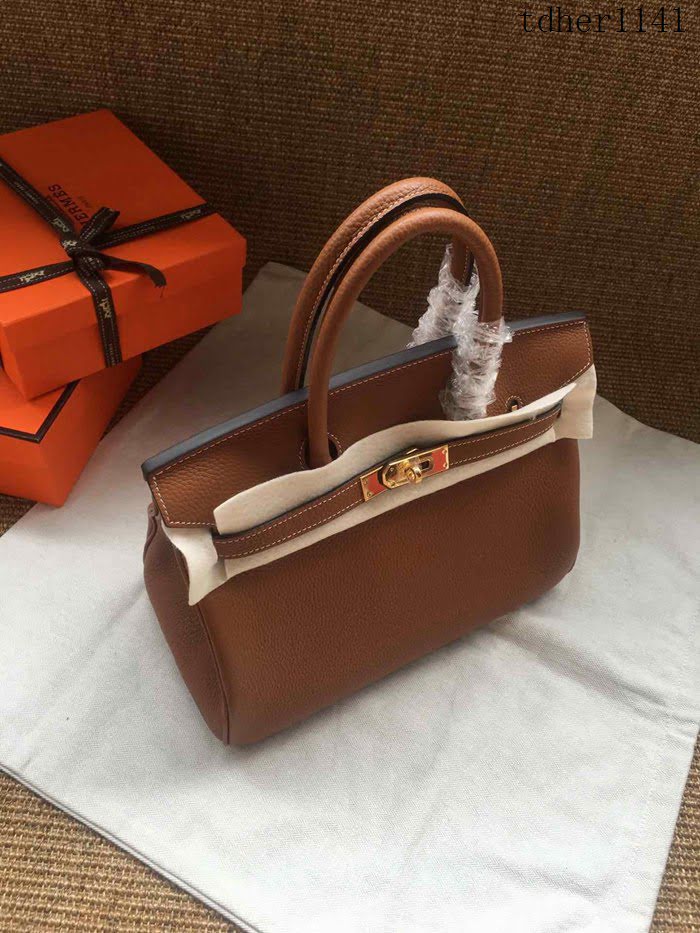 愛馬仕HERMES Birkin 鉑金包 土黃色 進口小牛皮 金銀扣 皮質細膩柔軟 時尚女手提包  tdher1141