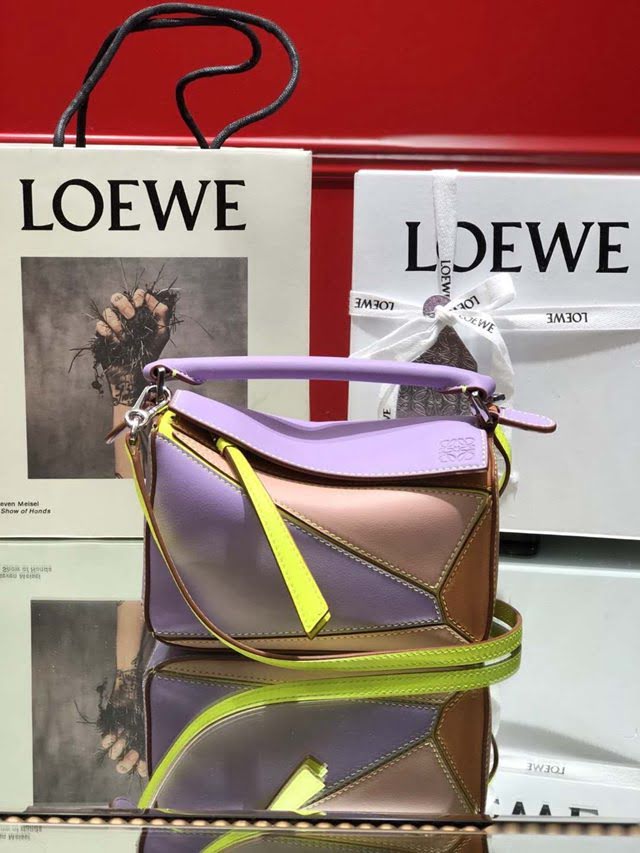 LOEWE爆款包包 羅意威迷你mini puzzle幾何拼接手提斜挎包 10173  tcl1160