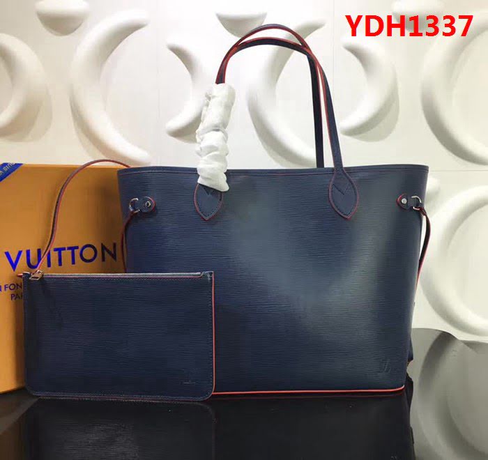 路易威登LV頂級原單頂級M54185藍色紅邊Neverfull 中號手袋 YDH1337