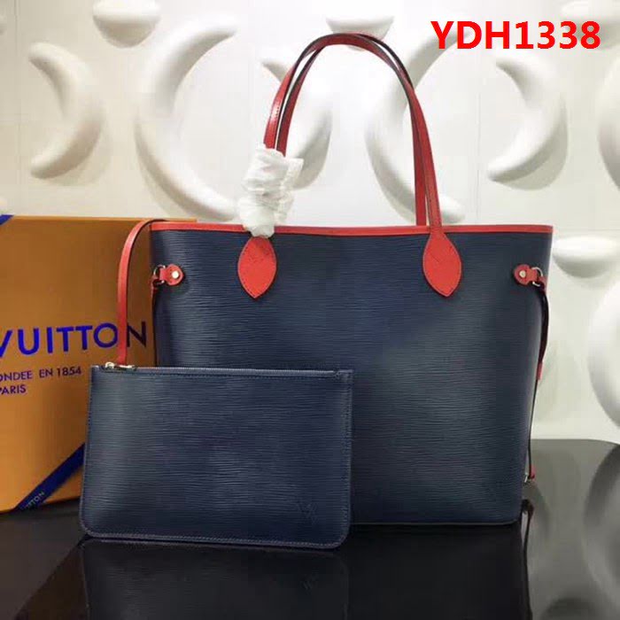 路易威登LV頂級原單M54185藍色紅皮Neverfull 中號手袋 YDH1338