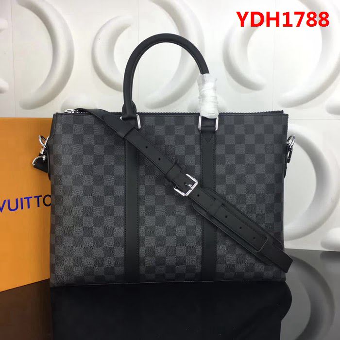 路易威登LV頂級原單 N40024 Anton公事包 Damier Graphite塗層帆布 牛皮鑲飾 YDH1788