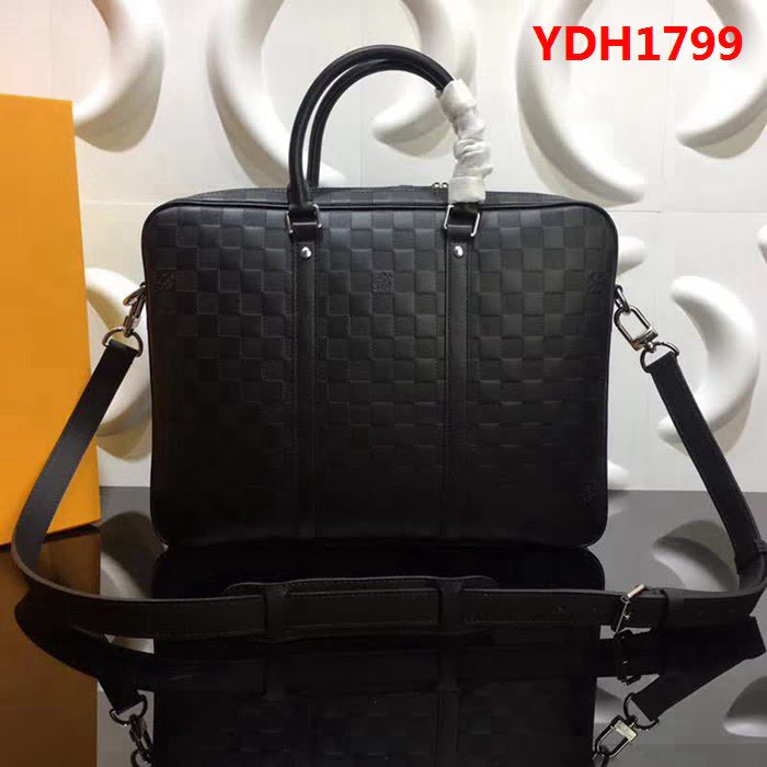 路易威登LV頂級原單 N41478 黑壓格 Damier Infini皮革Porte-Documents Voyage小號公事包 YDH1799