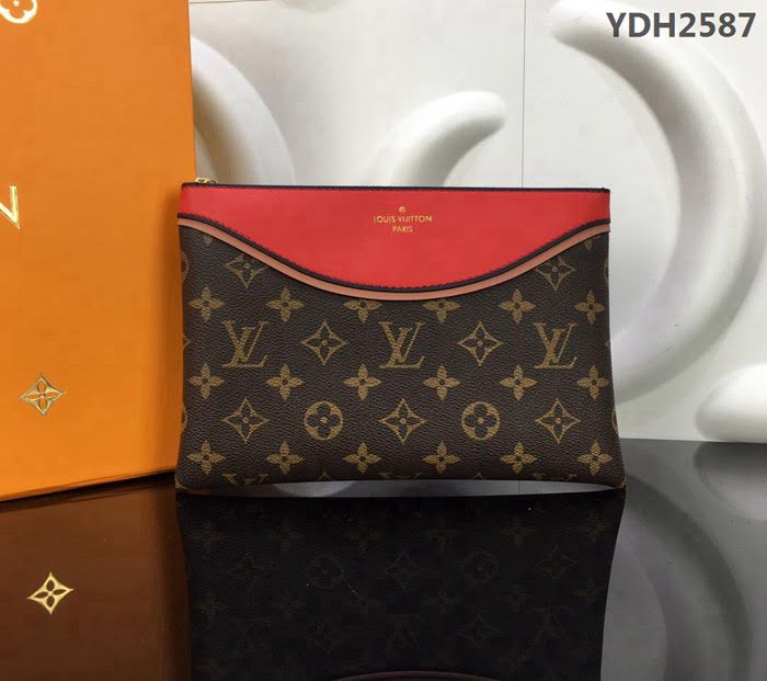 路易威登LV M63903紅色 頂級原單 Pochette Tuileries手袋 Monogram帆布搭配小牛皮 可作公事包 亦可作手拿包  YDH2587