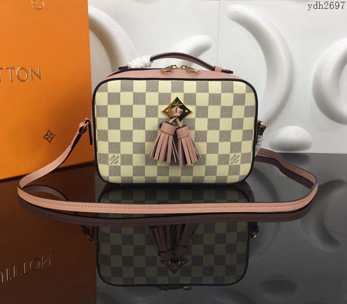 路易威登LV女包 頂級原單 N40154 N40155 Saintonge手袋 Damier Azur帆布 彩色皮革飾邊 可手提 可肩背 斜挎   ydh2697